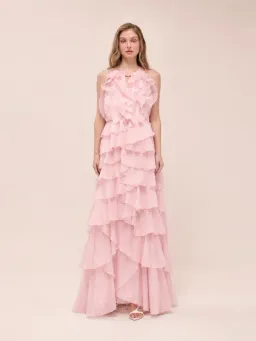 🌸 Aje Cleo Gown in Pastel Pink - Size 12 - Ruffle Tiered Maxi Dress 🌸 for rent on The Volte - image 1