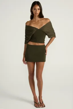 Ance Gria Neve Top & Mini Skirt Set Olive Green Size XS (6) for rent on The Volte - image 5