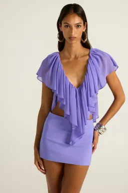 Ance Gria Clover Top & Skirt Set Periwinkle Purple Size XS (6) for rent on The Volte - image 1