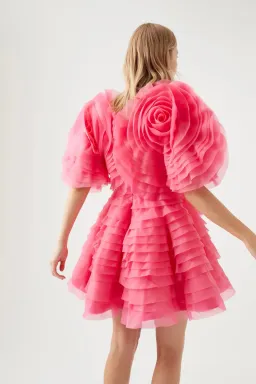 Aje Amour Ruffle Pink Mini Dress Size 14 for rent on The Volte - image 2