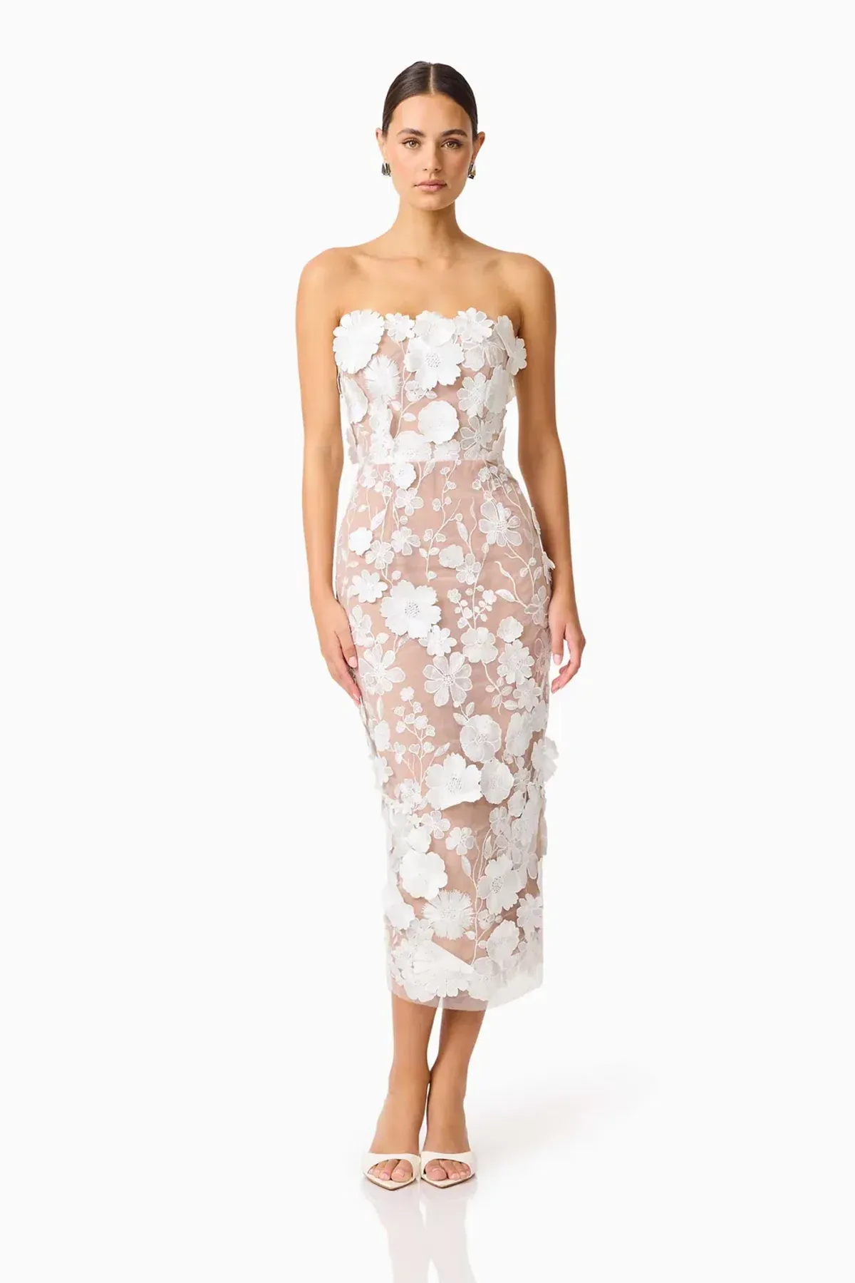 Helena Strapless Midi Dress In White by Elliatt Size S - Image 4