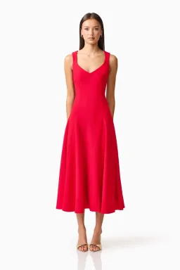 Lila A-Line Midi Dress in Red by Elliatt Size S for rent on The Volte - image 1