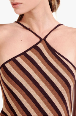 "Staud" Carmel maxi dress, brown diagonal stripe, size small, RRP $320 for rent on The Volte - image 5