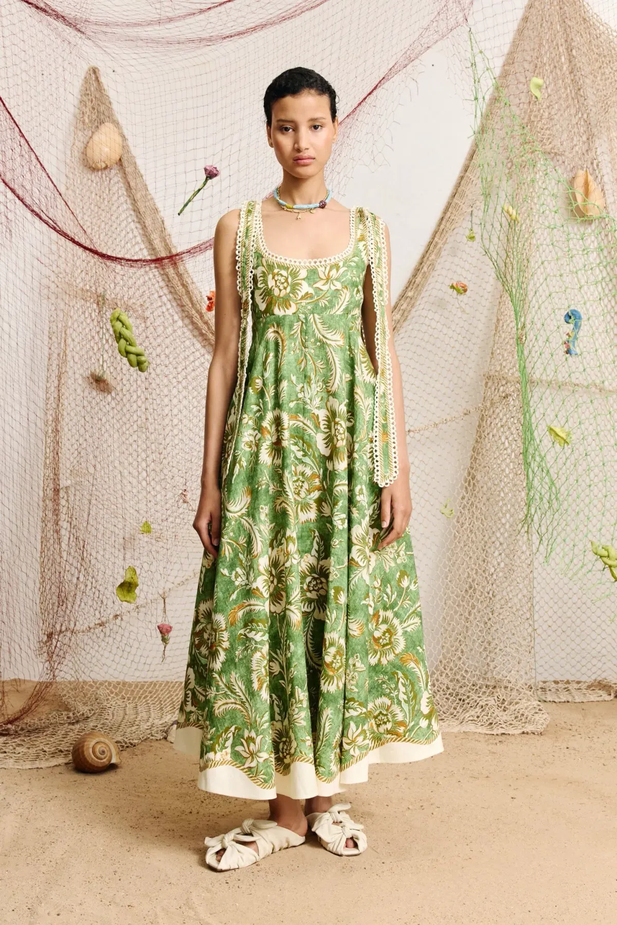 Alemais Alessia Ballet Sundress Green Floral Size 14 - Image 1