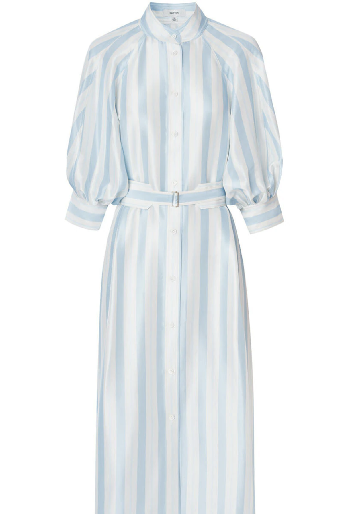Oroton Silk Stripe Midi Dress with Matching Silk Belt Print Size 8 - Image 5