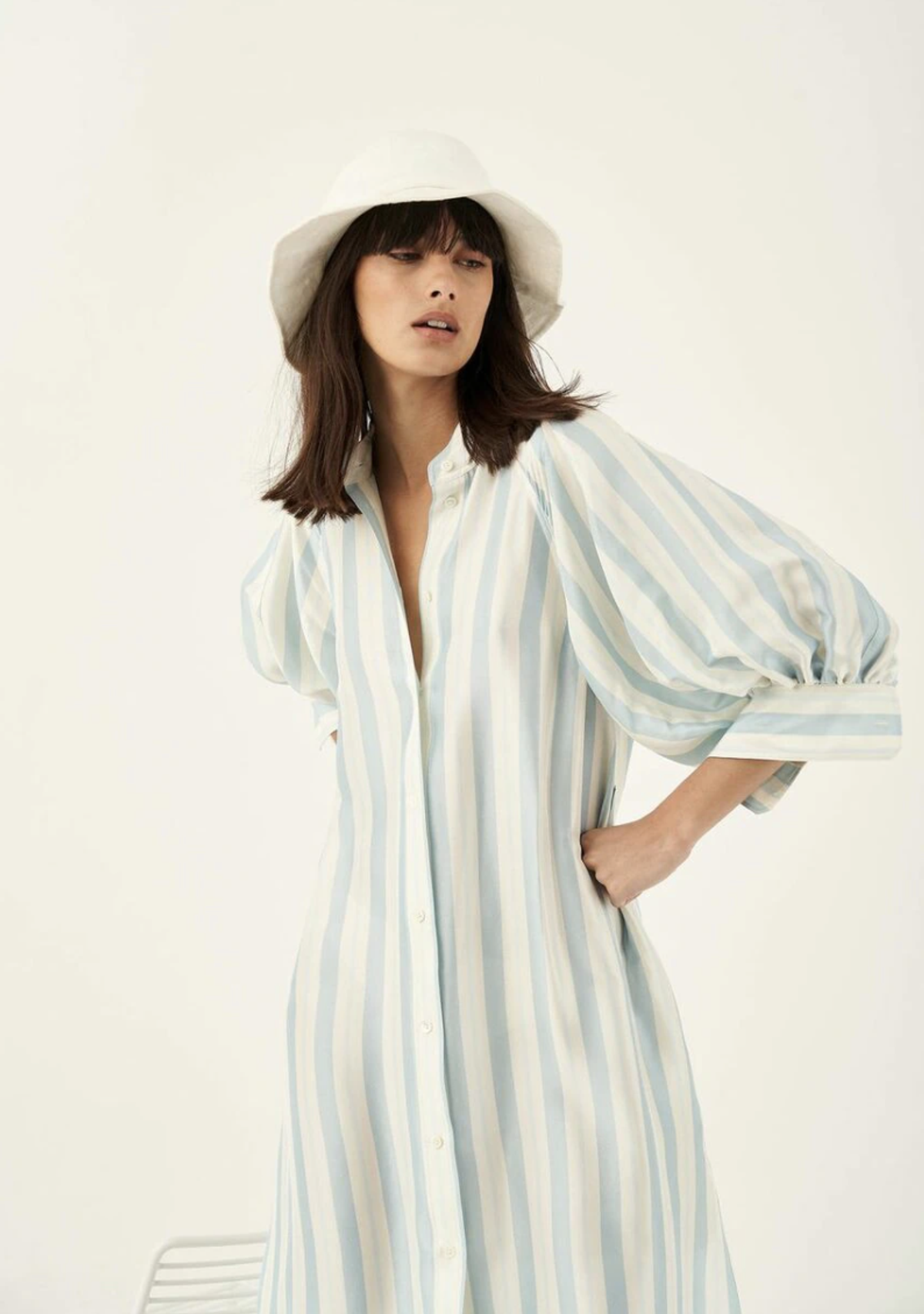 Oroton Silk Stripe Midi Dress with Matching Silk Belt Print Size 8 - Image 2