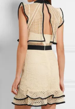 Self Portrait Contrast Flounced Mini Dress Cream & Black Size 10 for rent on The Volte - image 3