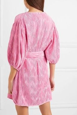 Ganni Belted Plisse Satin Mini Dress Size 12  for rent on The Volte - image 3