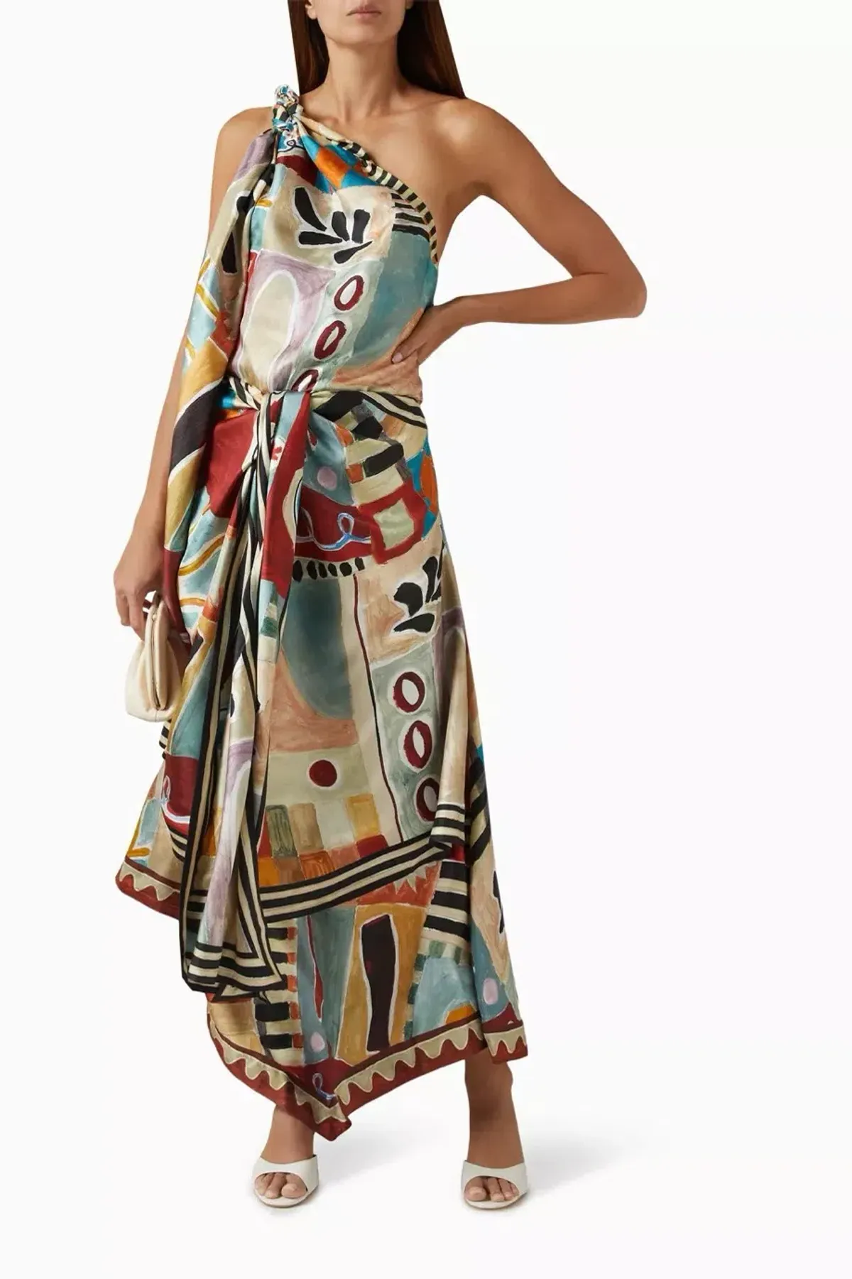 Alemais Michelle Scarf Silk Midi Dress Multi Size 8 AU - Image 5