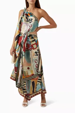 Alemais Michelle Scarf Silk Midi Dress Multi Size 8 AU for rent on The Volte - image 5