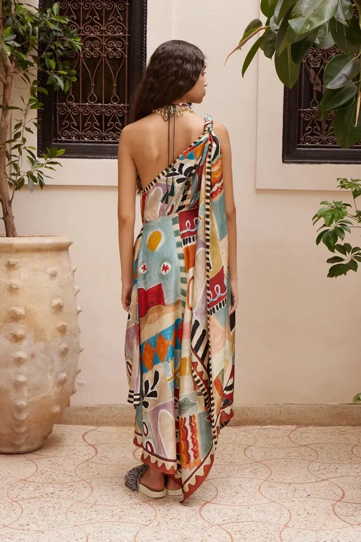 Alemais Michelle Scarf Silk Midi Dress Multi Size 8 AU - Image 2