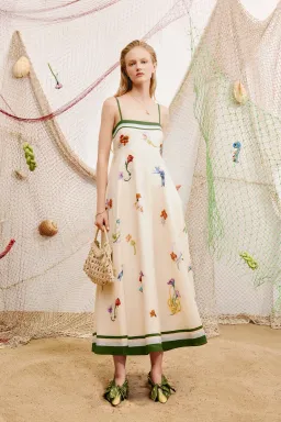 Alemais Florero Printed Linen Sundress in Cream Multi Size AU 12 for rent on The Volte - image 1