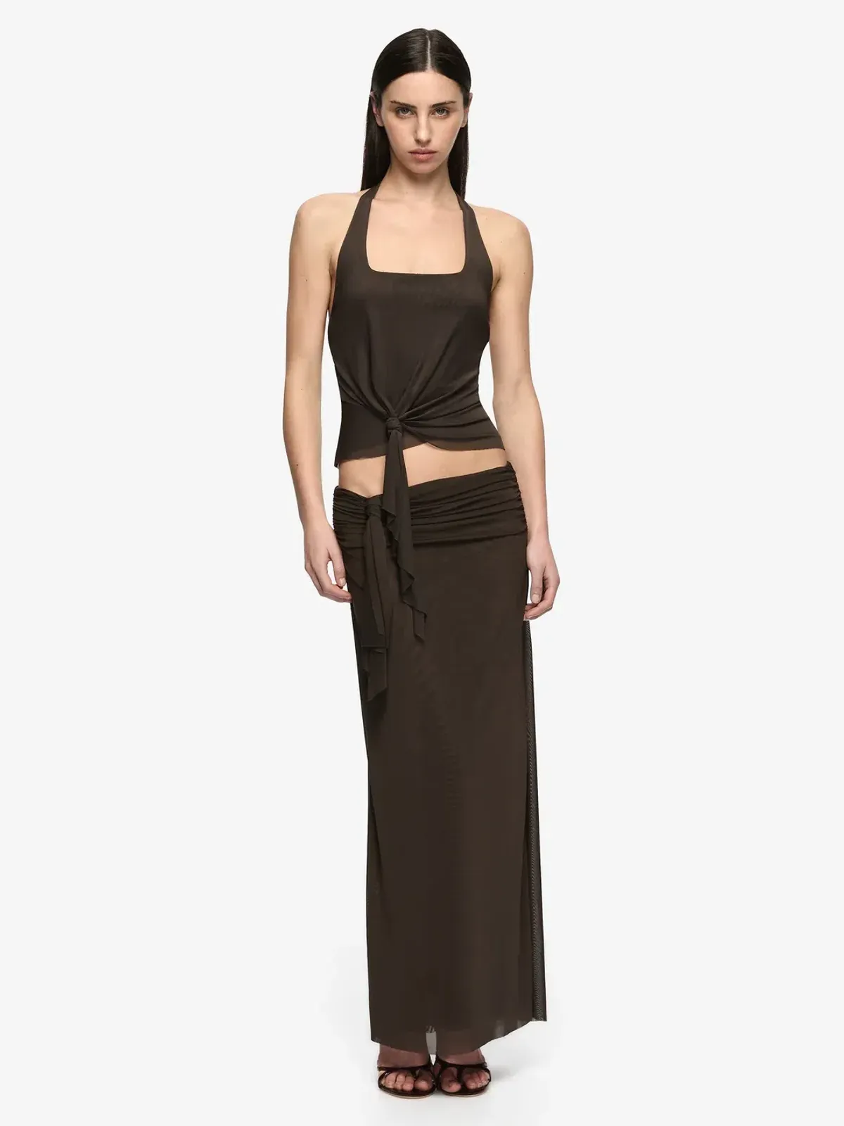 Bec & Bridge Olyssia Knot Halter Top & Skirt Set Brown Size S (8) - Image 4