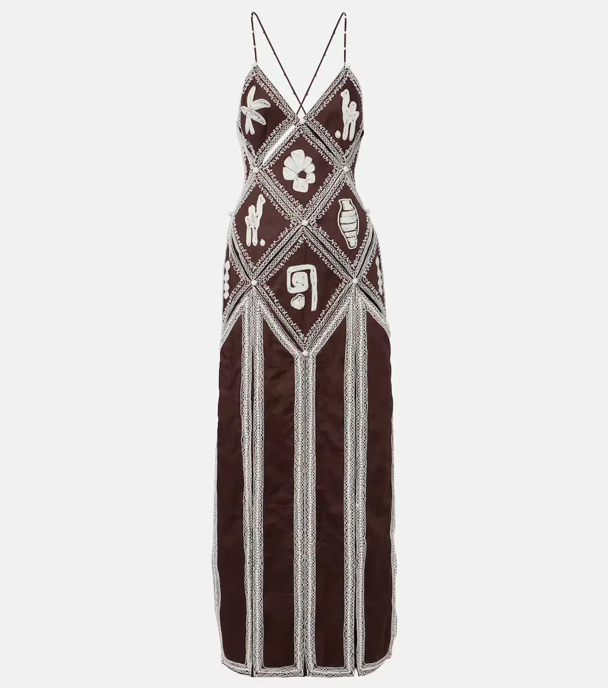 ALEMAIS Leandra Corded Slip Maxi Dress Chocolate Brown Size 8 AU - Image 6