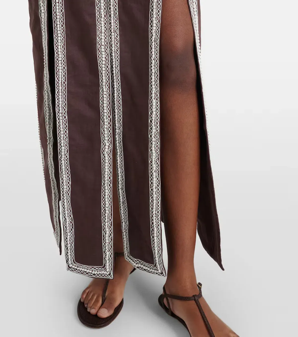 ALEMAIS Leandra Corded Slip Maxi Dress Chocolate Brown Size 8 AU - Image 5