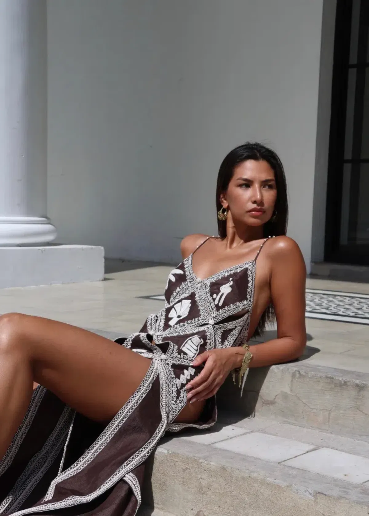ALEMAIS Leandra Corded Slip Maxi Dress Chocolate Brown Size 8 AU - Image 19