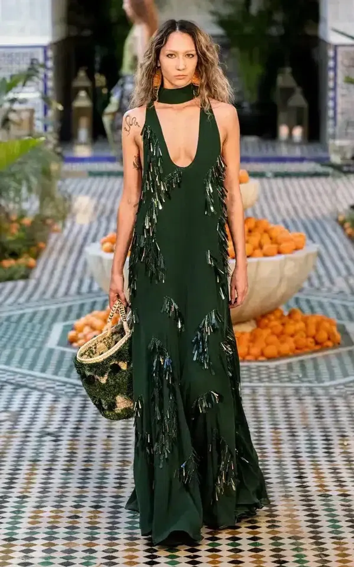 ALEMAIS Ophira Sequin Georgette Gown Dark Green Size 8 AU - Image 6