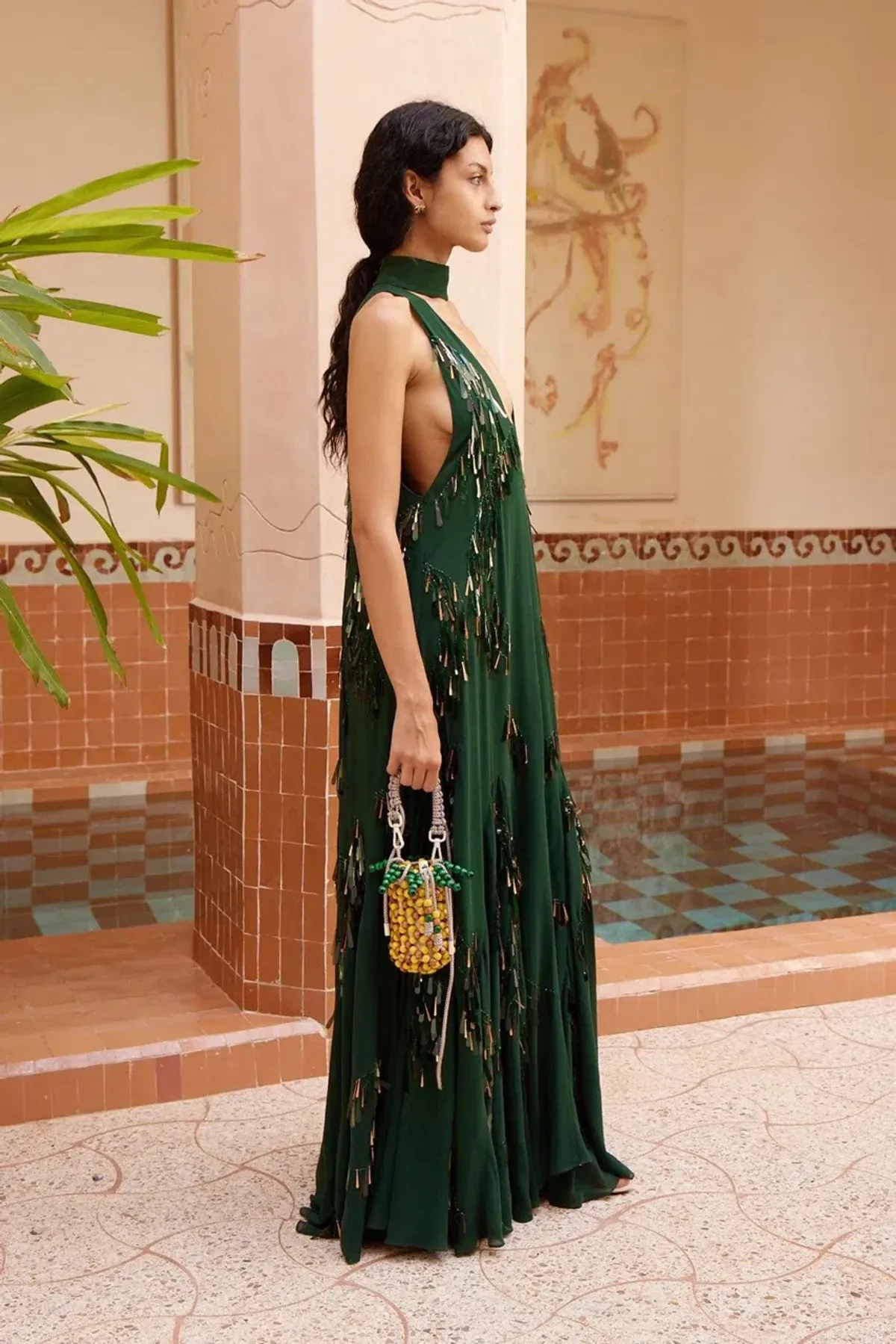 ALEMAIS Ophira Sequin Georgette Gown Dark Green Size 8 AU - Image 4