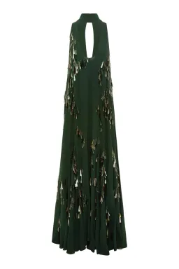 ALEMAIS Ophira Sequin Georgette Gown Dark Green Size 8 AU for rent on The Volte - image 5