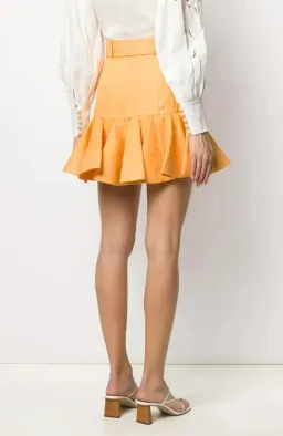 Zimmermann Super Eight Belted Linen Mini Skirt Mango 10 / 1 for rent on The Volte - image 2