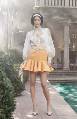 Zimmermann Super Eight Belted Linen Mini Skirt Mango 10 / 1 for rent on The Volte - image 6