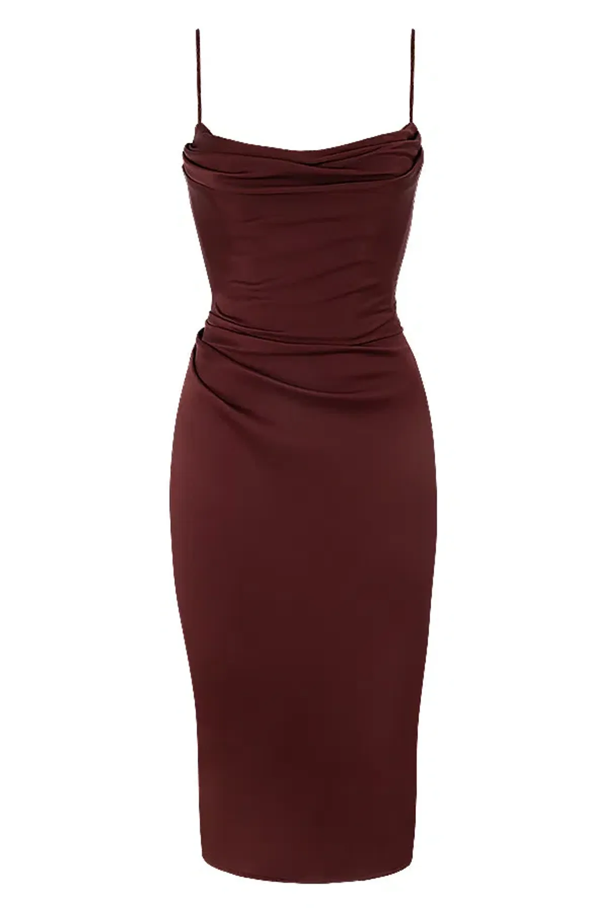 House of CB Anja Satin Corset Midi Dress Brown Size 8 - Image 5