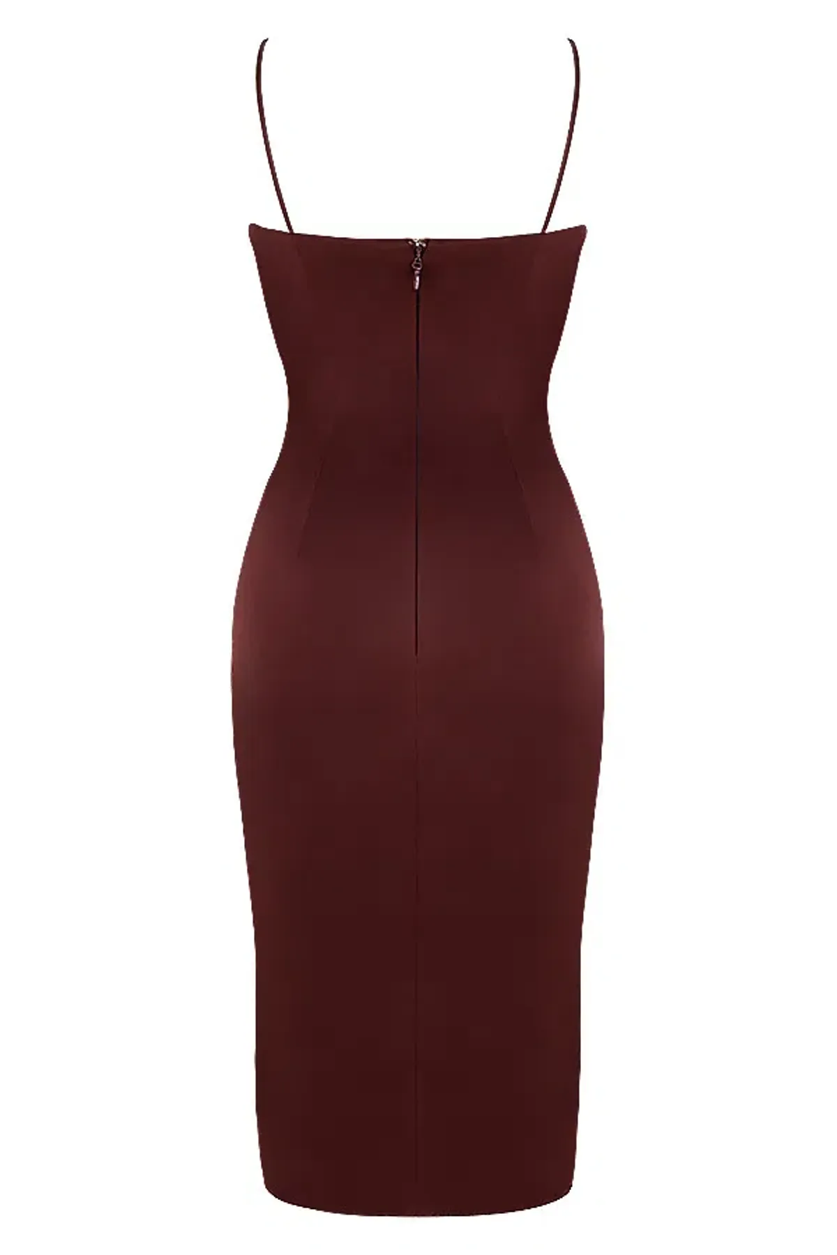 House of CB Anja Satin Corset Midi Dress Brown Size 8 - Image 7