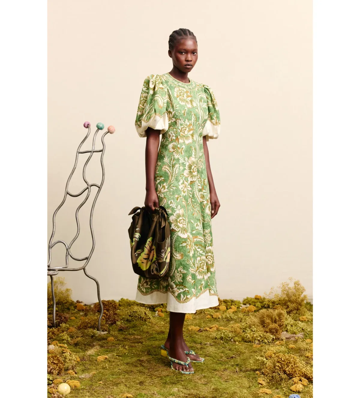 Alemais Alessia Midi Dress in Green Floral Size AU10 - Image 2