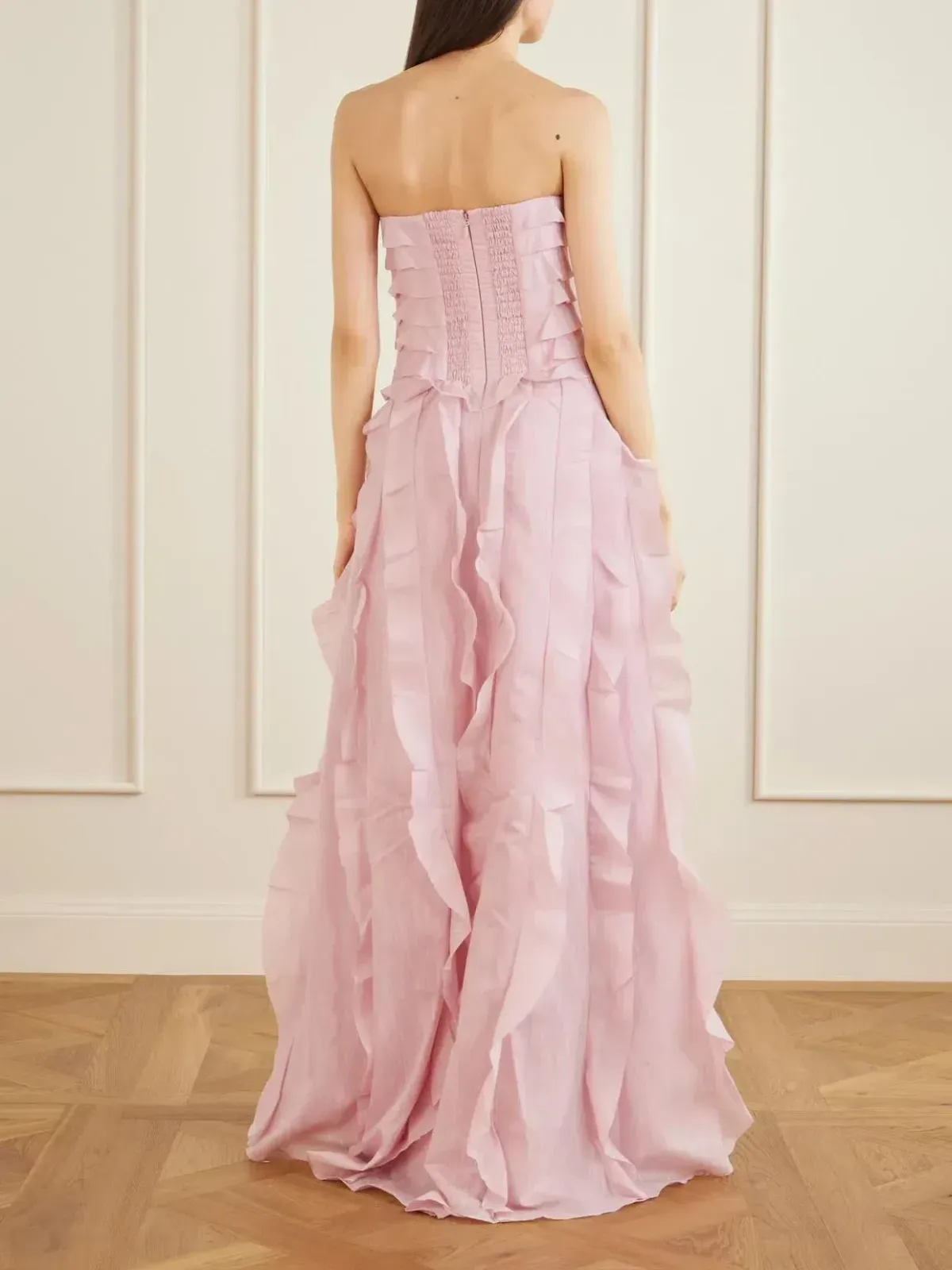 Aje Allairie Maxi Gown in Chalk Pink Size AU 8 - Image 5