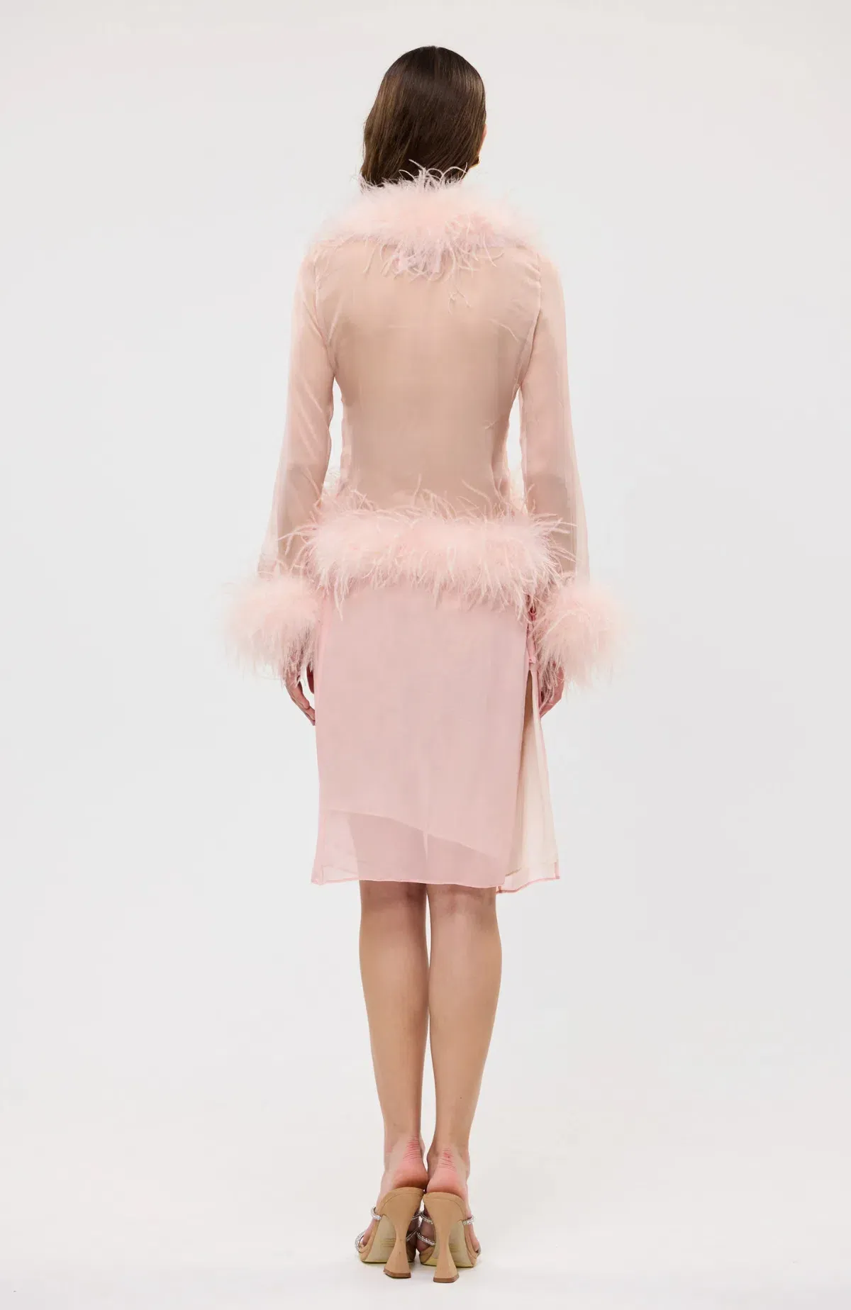 Bubish Gigi Sheer Feather Blouse Blush Pink Size S / AU 8 - Image 4