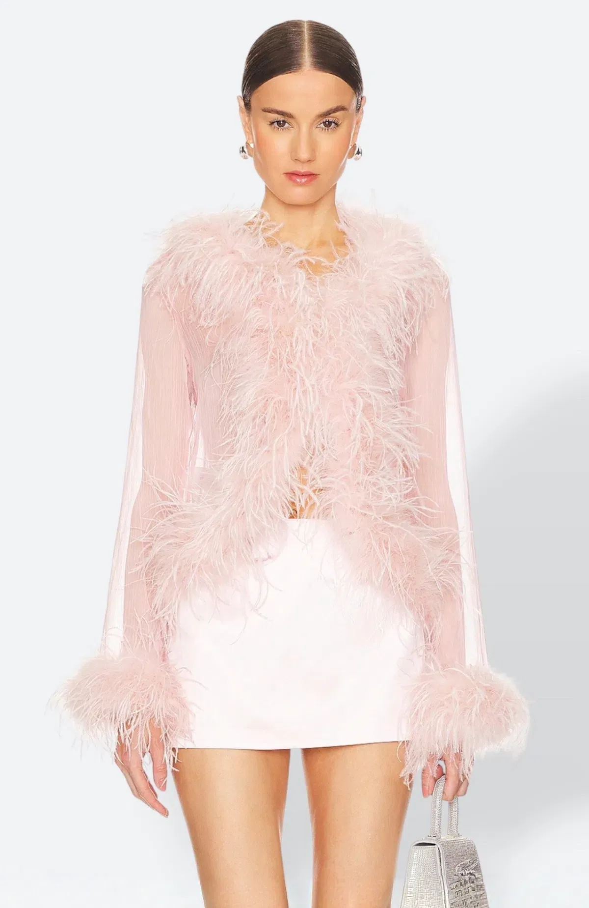 Bubish Gigi Sheer Feather Blouse Blush Pink Size S / AU 8 - Image 1