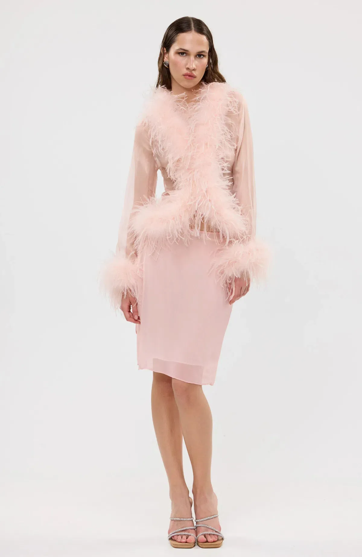 Bubish Gigi Sheer Feather Blouse Blush Pink Size S / AU 8 - Image 2