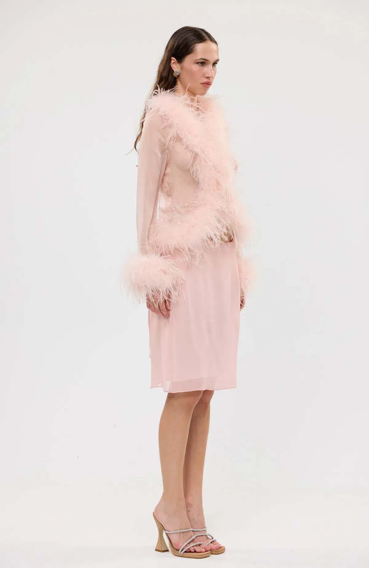 Bubish Gigi Sheer Feather Blouse Blush Pink Size S / AU 8 - Image 3