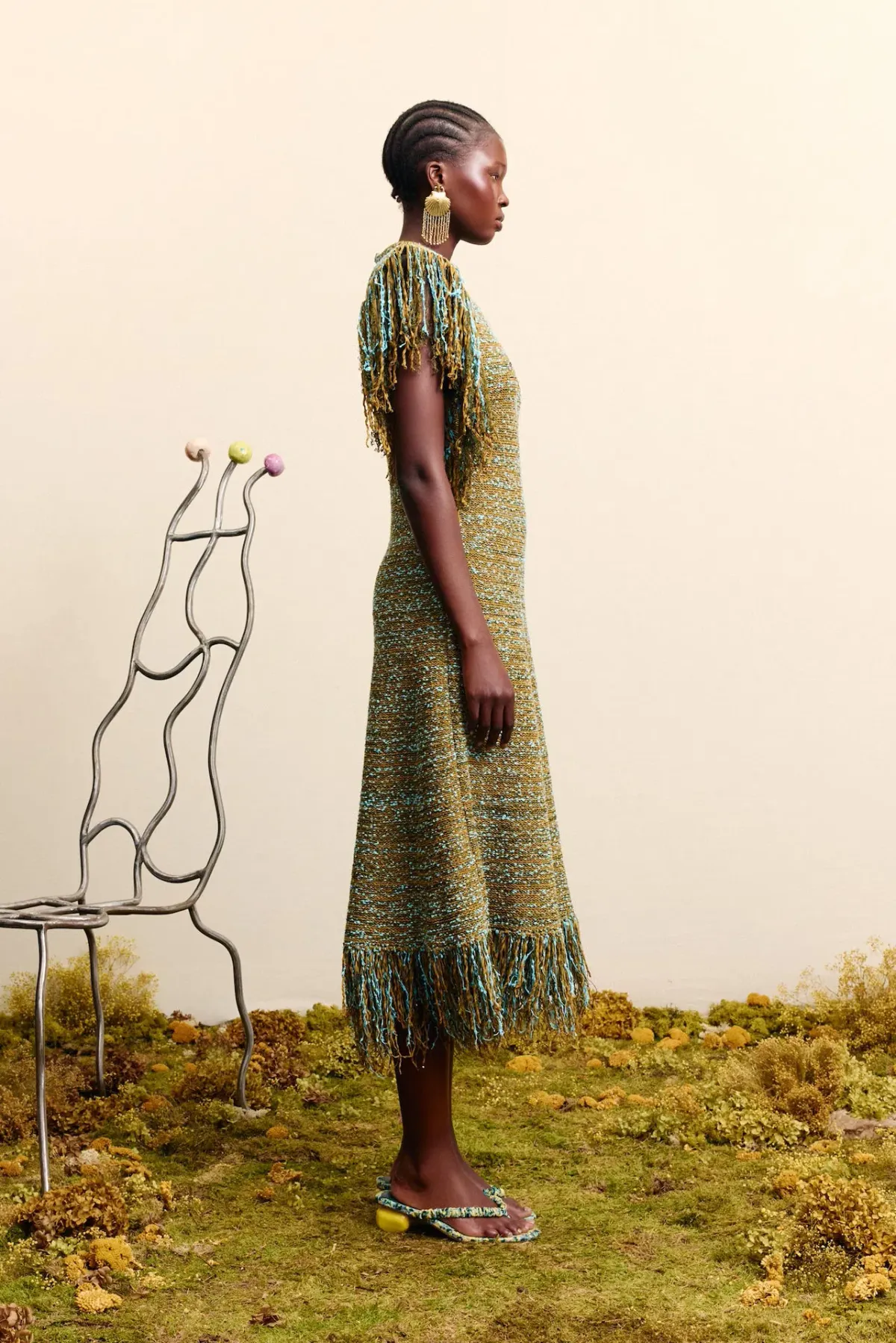Alemais Nieve Sequin Knit Midi Dress in Khaki Size S / AU 8 - Image 2
