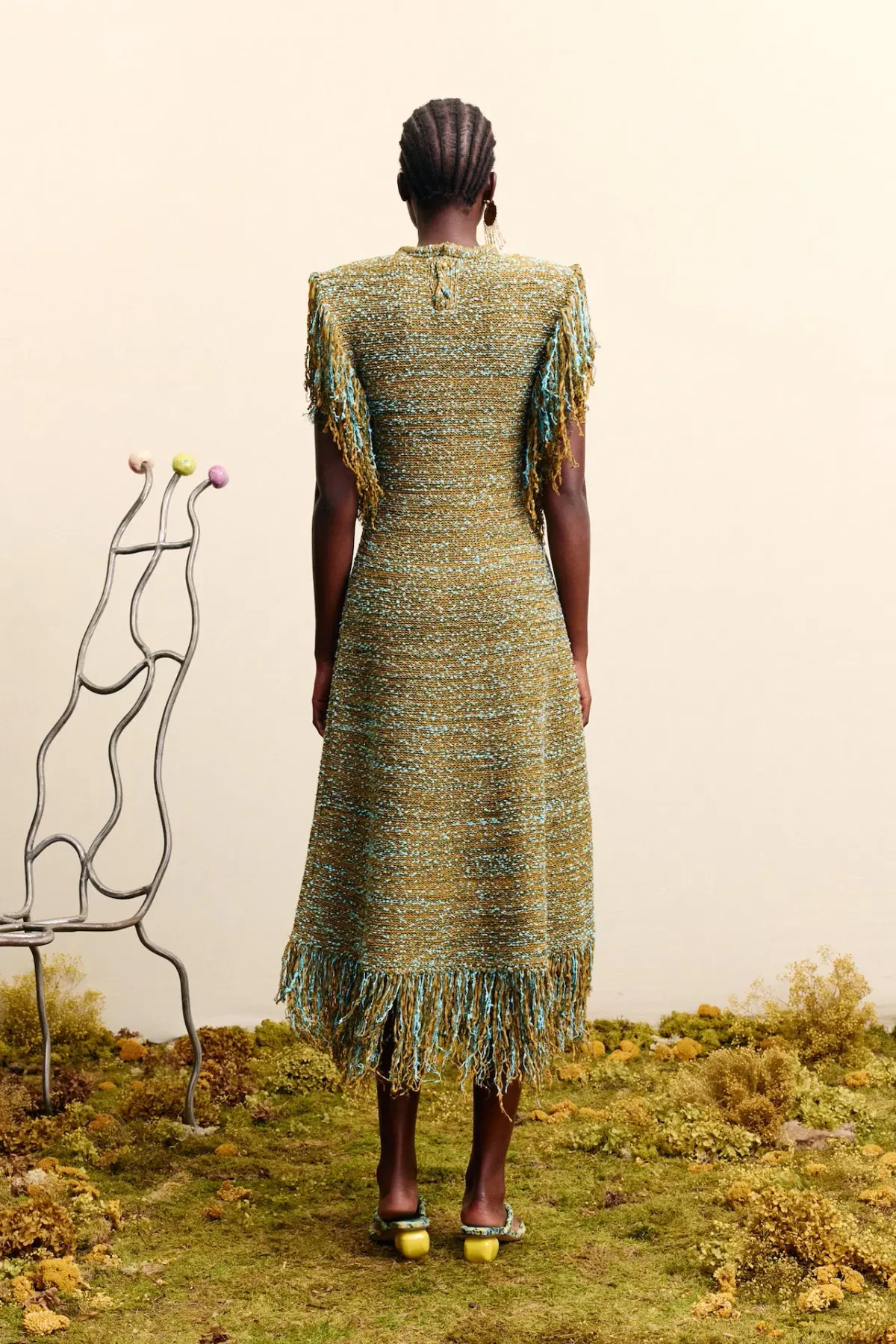 Alemais Nieve Sequin Knit Midi Dress in Khaki Size S / AU 8 - Image 3