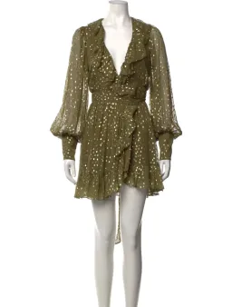 Zimmermann Lurex Wrap Mini Dress Khaki Size 3 AU fit 10 - 14 for rent on The Volte - image 3