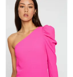 By Johnny Abby Asymmetric Sleeve Bias Dress Pink Size AU 12  for rent on The Volte - image 2