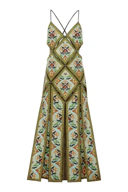 ALEMAIS Cece Exclusive Midi Slip Dress Green Multi Size 8 AU for rent on The Volte - image 5