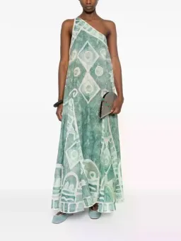 ALEMAIS Samira One Shoulder Gown Blue Print Size 10 AU for rent on The Volte - image 1
