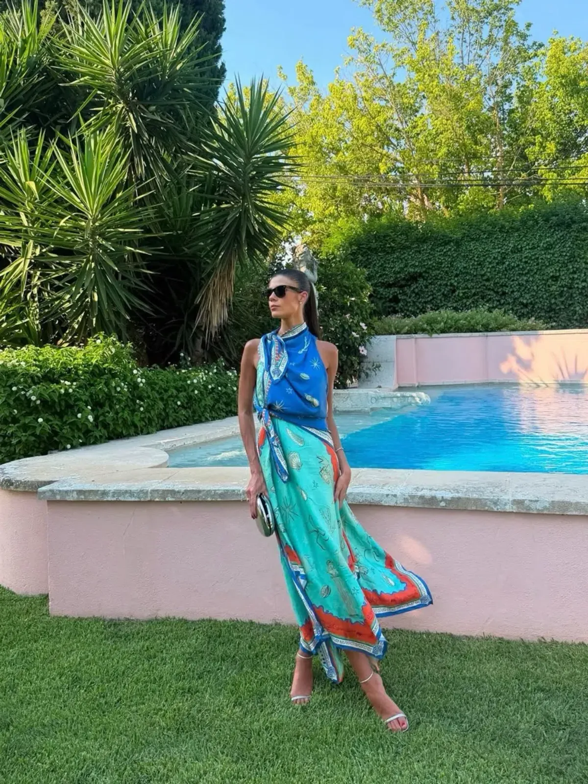 ALEMAIS Surrealist Summer Scarf Midi Dress Blue Size 8 AU - Image 12