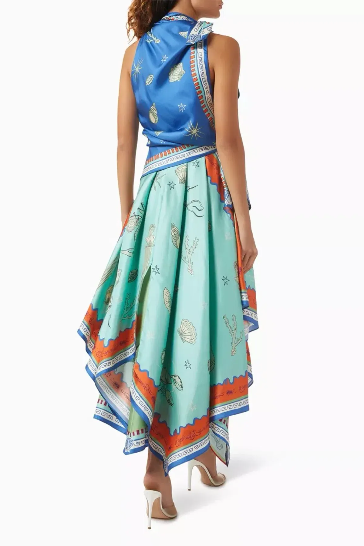 ALEMAIS Surrealist Summer Scarf Midi Dress Blue Size 8 AU - Image 2