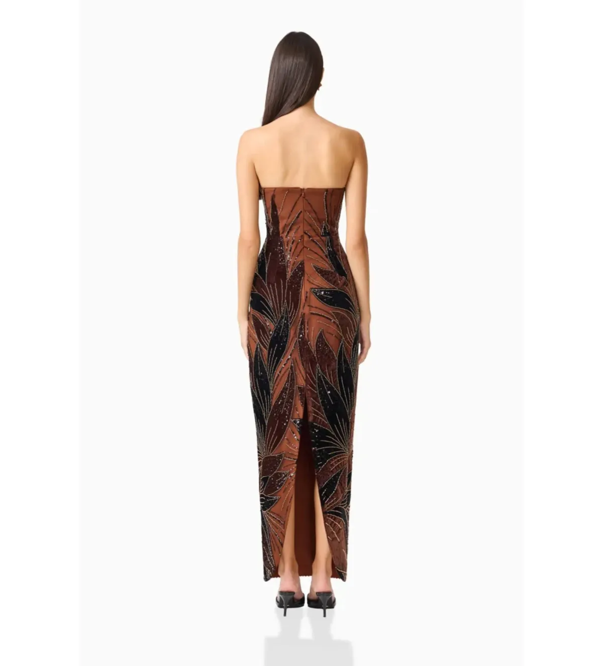 Elliatt Giada Column Gown Dress in Chocolate Brown Size S/AU8 - Image 3
