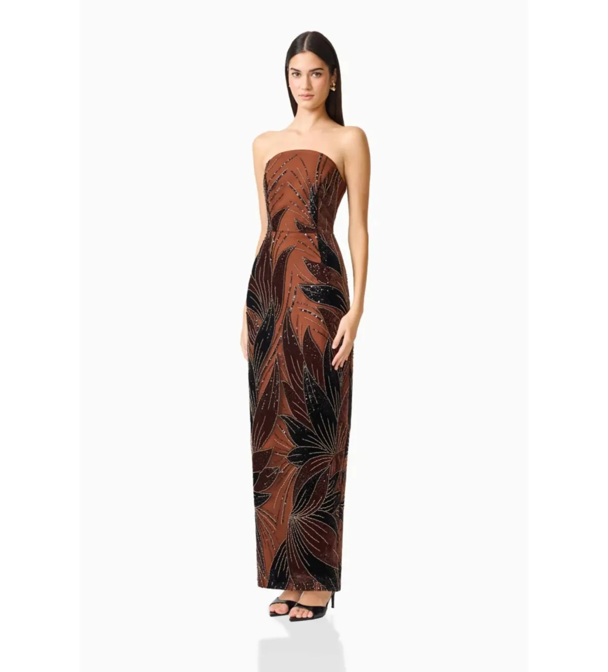 Elliatt Giada Column Gown Dress in Chocolate Brown Size M/AU10 - Image 2