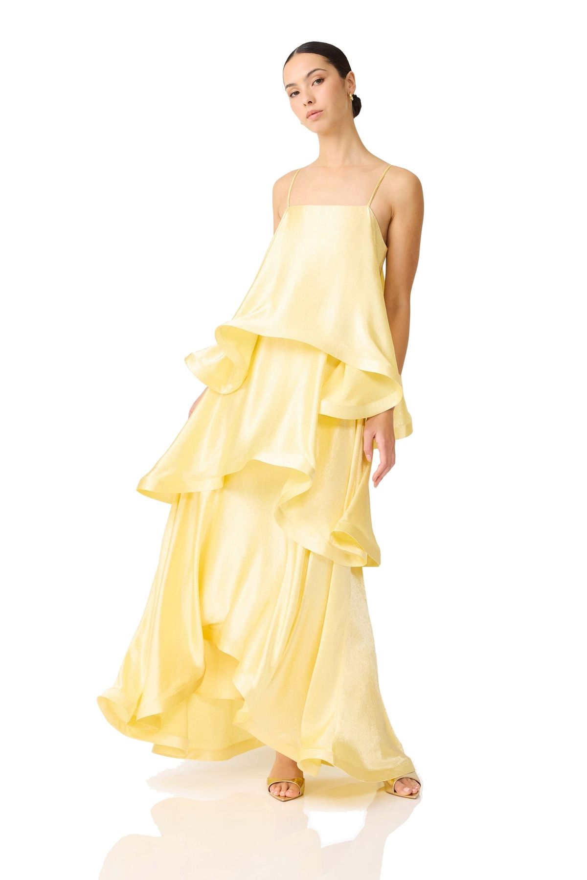 Elliatt Tilly Tiered Maxi Dress Yellow Size XL - Image 4