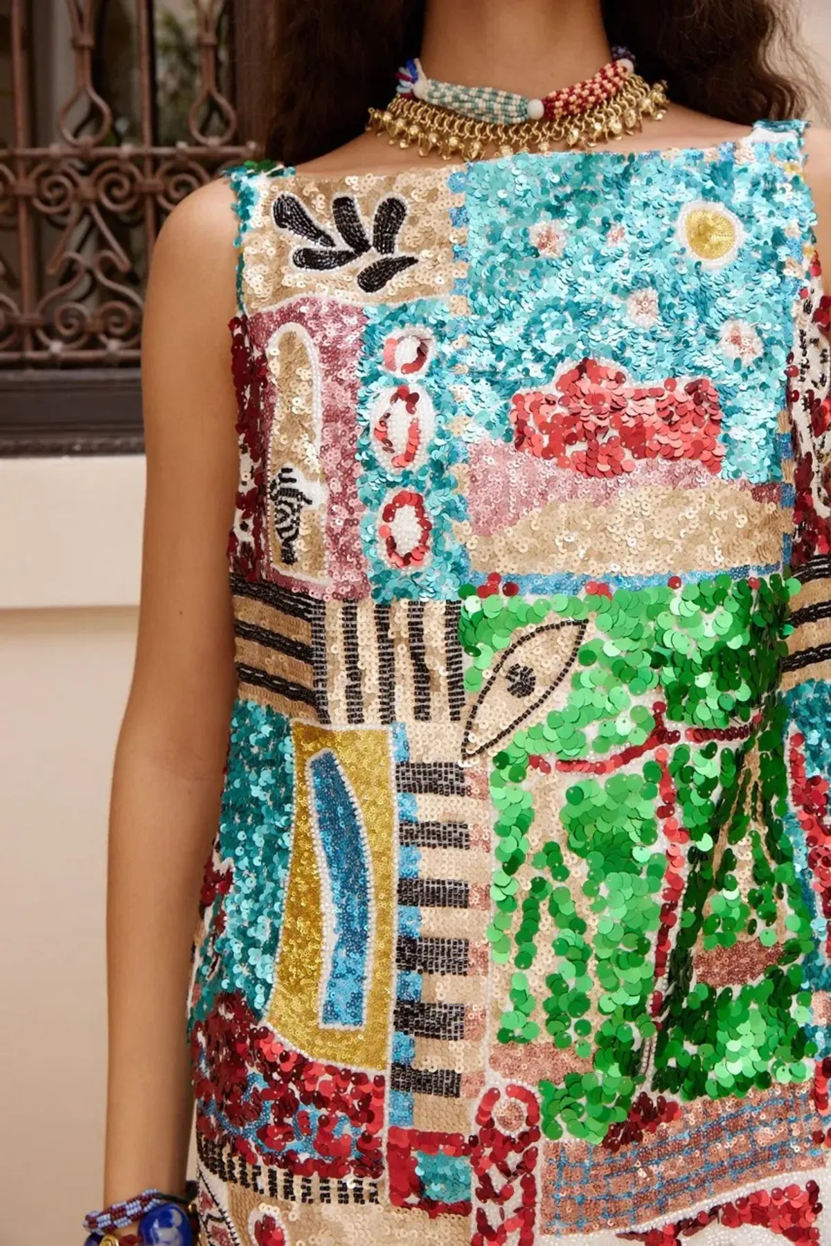 ALEMAIS Jazz Exclusive Embellished Mini Dress Multi Size 8 AU - Image 8