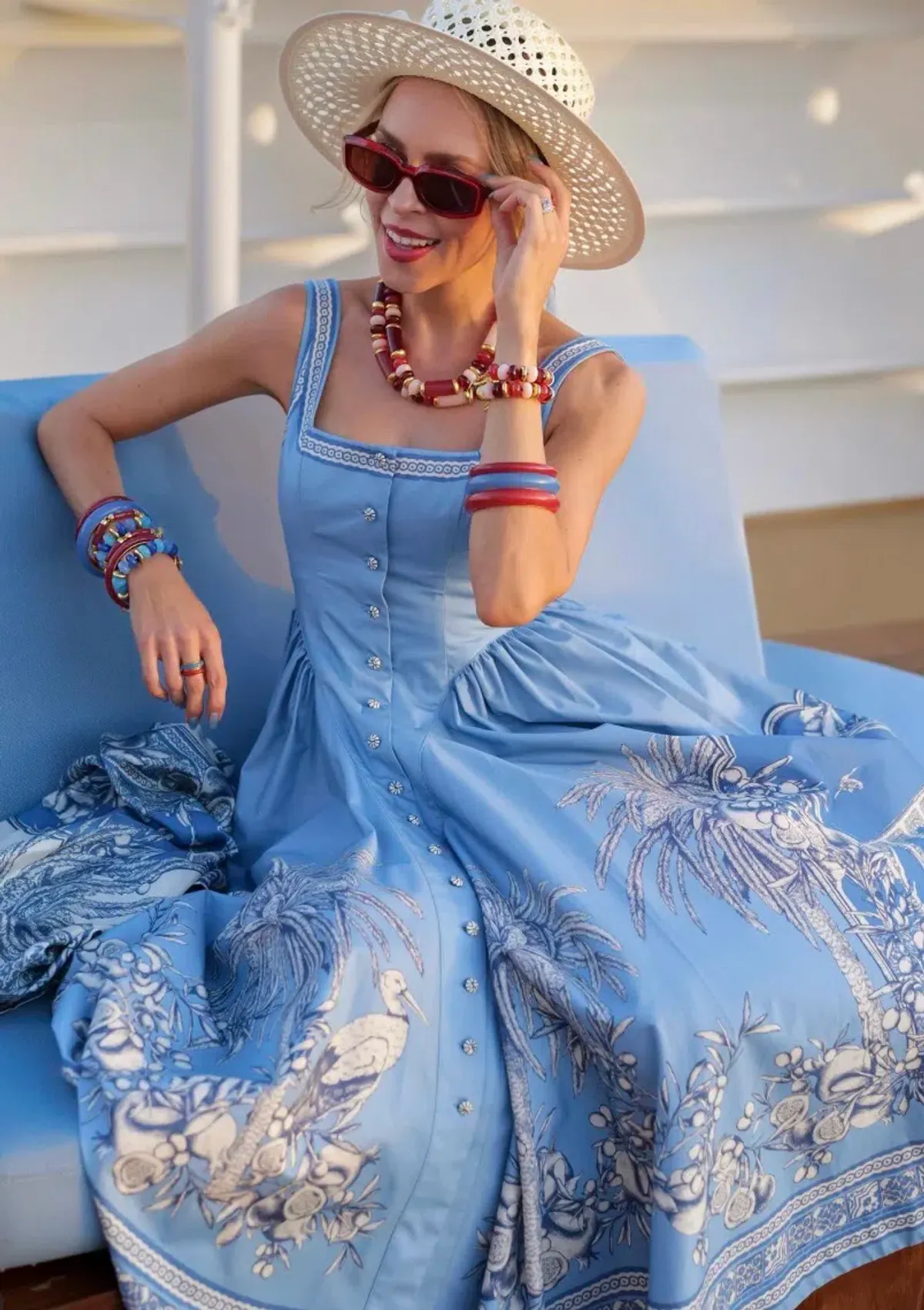 ALEMAIS Villa Romantica Midi Dress Blue Size 8 AU - Image 16