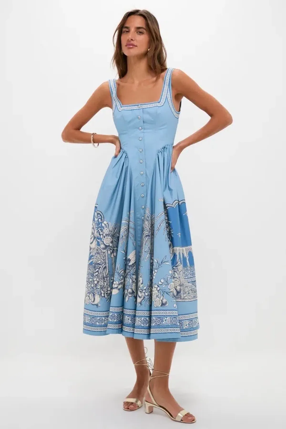 ALEMAIS Villa Romantica Midi Dress Blue Size 8 AU - Image 1