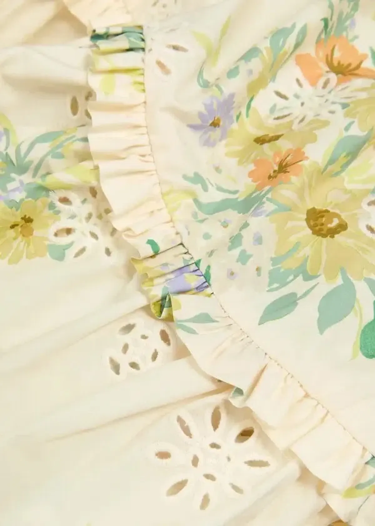 ALEMAIS Juliette Floral Tiered Cotton Midi Dress Cream Size 10 AU - Image 9