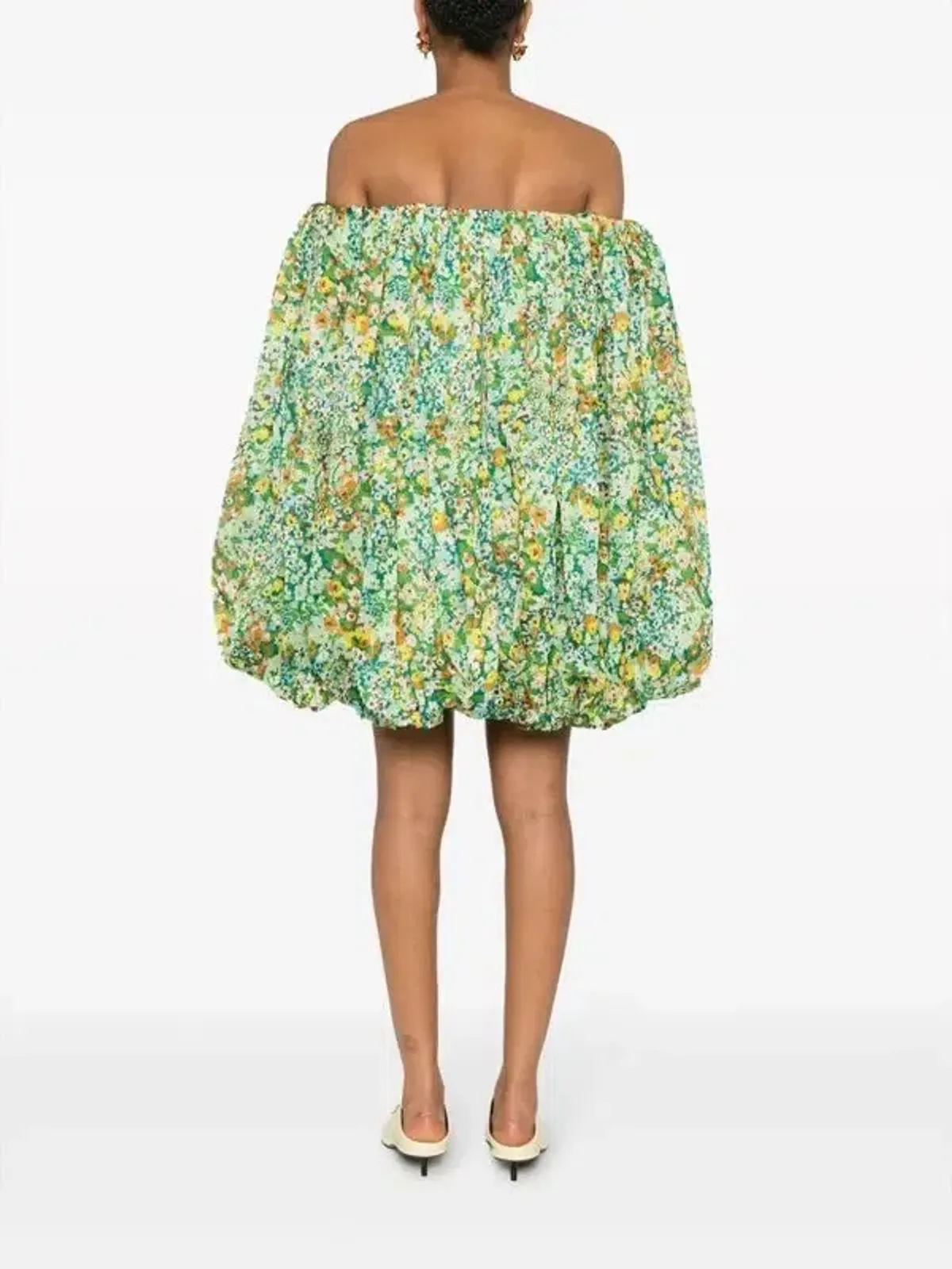 ALEMAIS Francis Bubble Mini Dress Green Floral Size 8 AU - Image 7