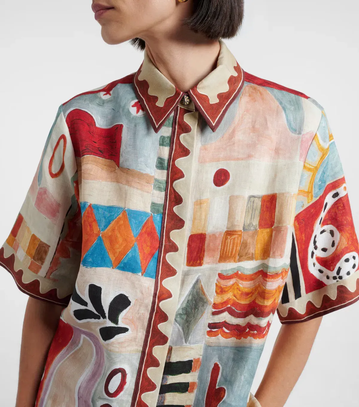 ALEMAIS Michelle Printed Linen Shirt & Short Set Size 10 AU - Image 3